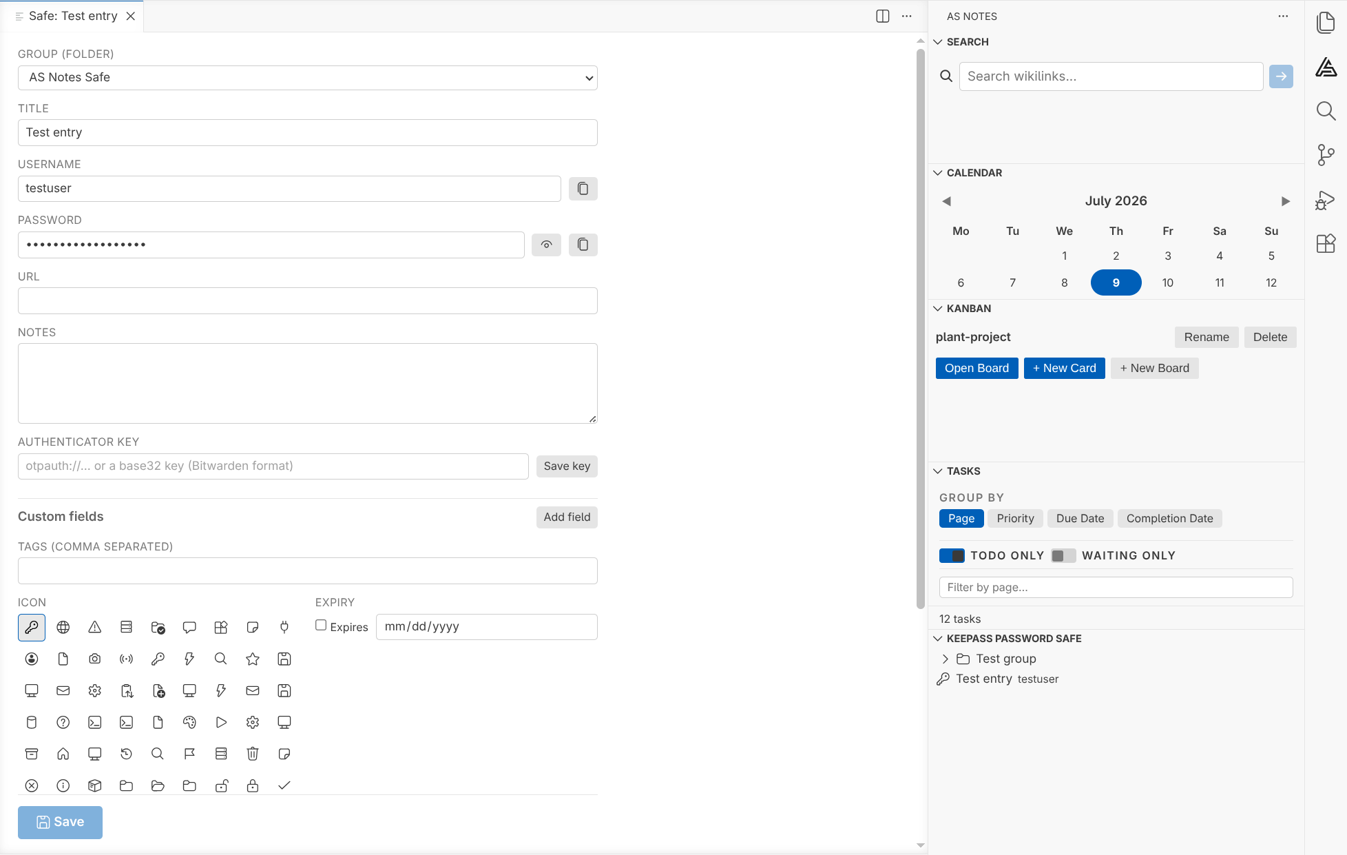 AS Notes VS Code KeePass Client Integration